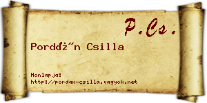 Pordán Csilla névjegykártya