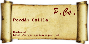 Pordán Csilla névjegykártya